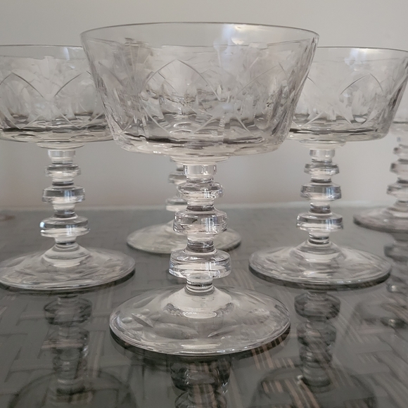 Rock Sharpe-(4) "Viceroy" etched Sherbert glasses - Picture 1 of 5